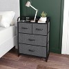 Emma and Oliver Nightstand with 4 Fabric Drawers, Charging Station with 2 USB Ports/Power Outlet, Engineered Wood Top, Wood Handles, Metal Frame - image 2 of 4