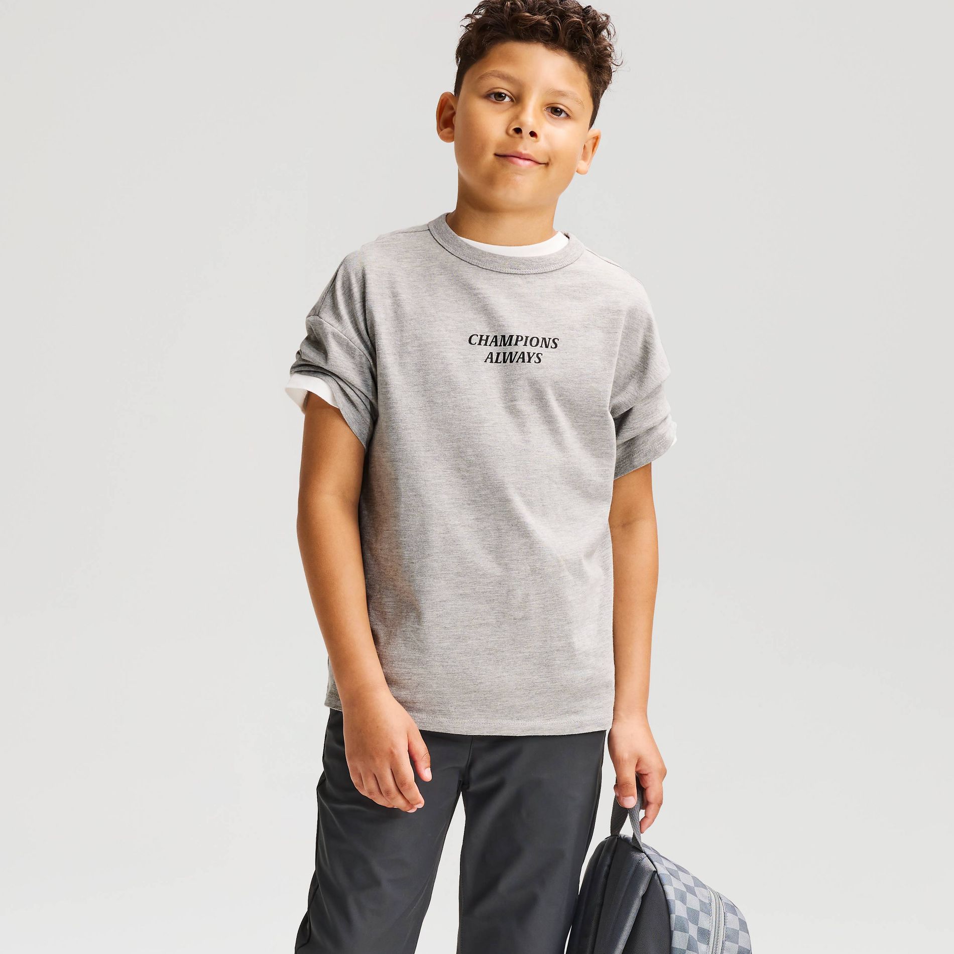 Boys' Short Sleeve 100% Cotton Basketball Oversized Graphic T-Shirt - Cat & Jack™ Heather Gray