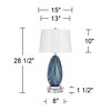 Possini Euro Design Pablo Modern Table Lamp with Round Riser 28 1/2" Tall Blue Art Glass White Drum Shade for Bedroom Living Room Bedside Nightstand - 4 of 4
