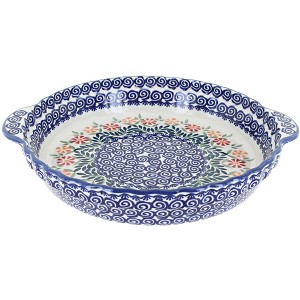 Blue Rose Polish Pottery Z148 Manufaktura Pie Plate With Handles - 1 of 1