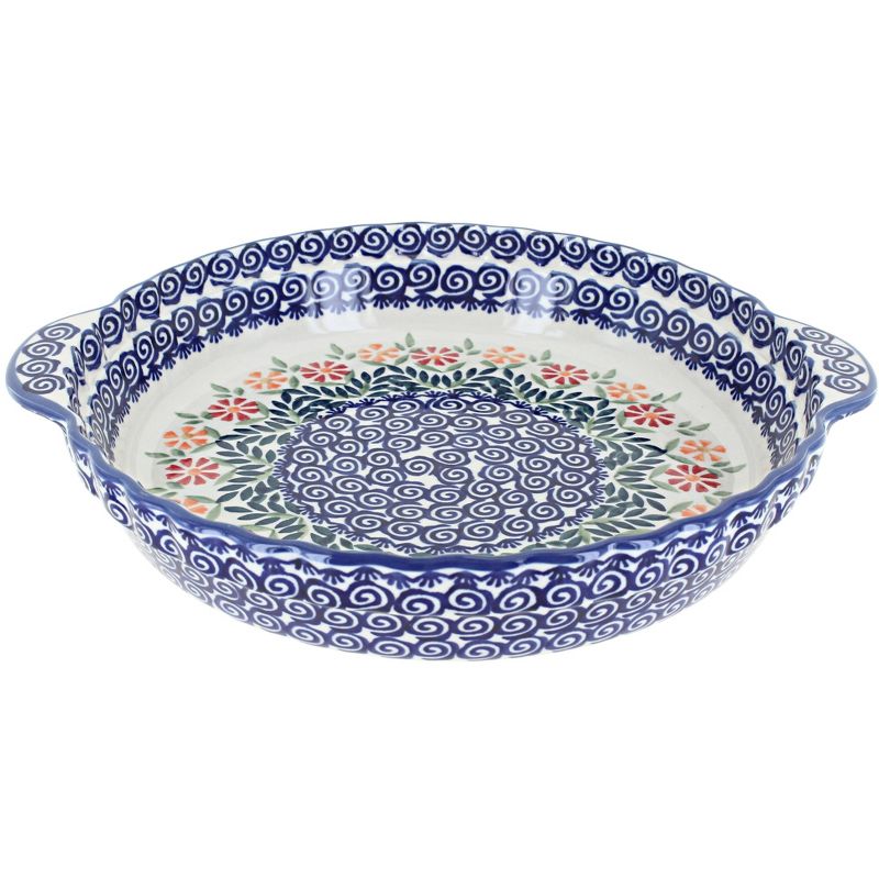 Blue Rose Polish Pottery Z148 Manufaktura Pie Plate With Handles, 1 of 2