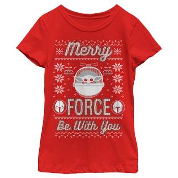 Girl's Star Wars The Mandalorian Christmas The Child Ugly Space Pod T-Shirt