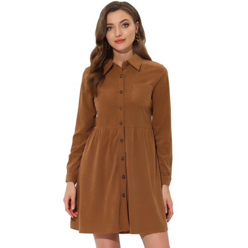 Corduroy long sleeve dress best sale