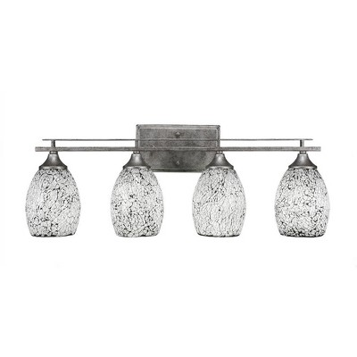 Toltec Lighting Uptowne 4 - Light Vanity in  Aged Silver with 5" Black Fusion Shade