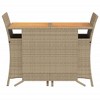 vidaXL 3 Piece Bistro Set with Cushions Beige Poly Rattan - 4 of 4