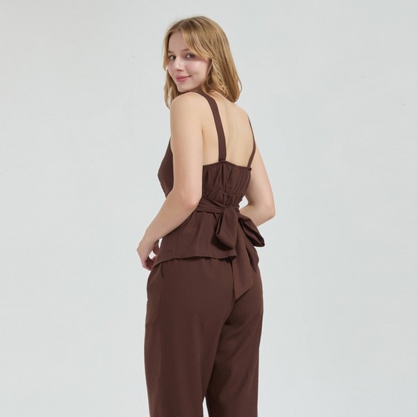 Top de Escote en V con Mezcla de Lino y Amarre en la Espalda para Mujer - A New Day™ 3