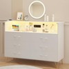 6 Drawer Dresser with Charging Station & LED Light, Modern Black Double Chest, Wide Wood Drawers, RGB Music Sync, Bedroom/Living Room/TV Stand - 2 of 4
