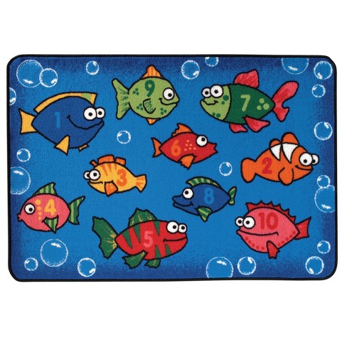 3'6"x4' Rectangle Woven Fish Area Rug Blue - Carpets For Kids - image 1 of 4