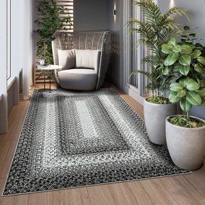 Indoor Modern Imitation Weaving Textured Area Rugs for Bedroom Living Room Abstract Easy Care Washable Soft Low Pile Non Slip Carpet - 1 of 4