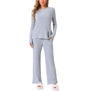 INSPIRE CHIC cheibear Women's Crewneck Soft Long Sleeve with Pocket Pajamas Set - 1 of 4