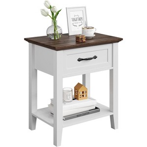 GustoWave Nightstands End Table with Drawer, Side Table for Spaces, 2 Tiers Storage Shelves with Dresser, Bedside Table - 1 of 4