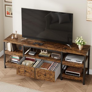 Modern-Industrial TV Stand with Metal Frame & 2 Fabric Drawers - 1 of 4