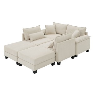 NicBex Modular Sectional Sofas Corduroy Sleeper Couch Set with 4 Pillows and Ottomans for Living Room - 1 of 4