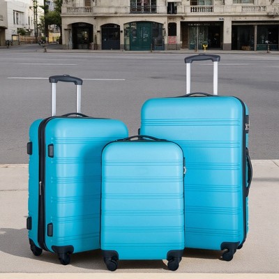 FURNIinspire Bag And Luggage Sets 3 Piece Luggage Set Spinner Suitcase with TSA Lock, Travel Options for Family Travel, Blue, 20" 24' 28"