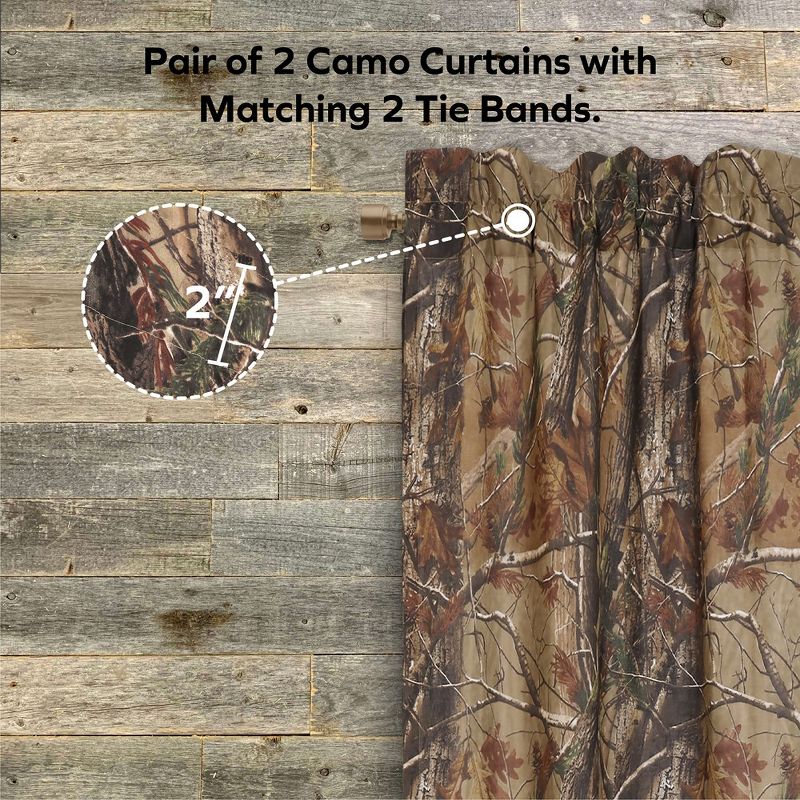 Realtree All Purpose Camouflage Rod Pocket Window Curtains - Camo Drapes in Forest and Rustic Theme, Farmhouse, Living Room, Cabin, and Kitchen, 2 of 7