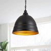 Industrial Dome Pendant Light, Matte Black and Gold Hanging Fixture for Kitchen Island or Dining Room - 2 of 4