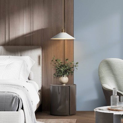 Raratienner White and Gold Metal Cone Pendant Light