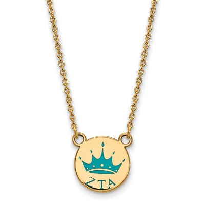 Black Bow Jewelry 14k Yellow Gold Plated Sterling Silver Zeta Tau Alpha Greek Life Necklace 18 Inch