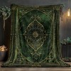 1pc Dark Green Ornate Book Design Flannel Throw Blanket, Elegant Digital Printing with Intricate Patterns, Christmas Gift. - 3 of 4