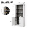 Tall Storage Bookcase with 3-Tier Open Shelves and Double Door, Roman Column Design and 4 Adjustable Lights - 2 of 4