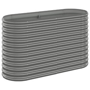 vidaXL Garden Raised Bed Gray Powder-coated Steel Large Durable - 44.9" x 15.7" x 26.8" - Gray - 1 of 4
