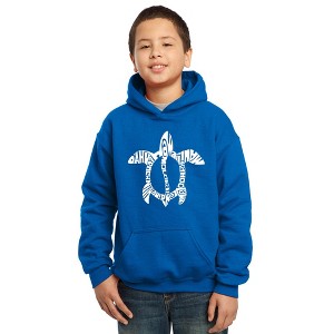 LA Pop Art Boy's Word Art Hooded Sweatshirt - Honu Turtle - Hawaiian Islands - 1 of 4