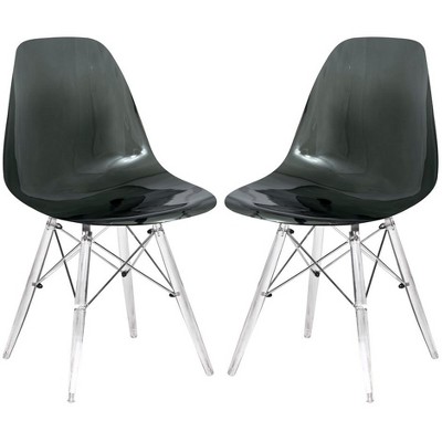 LeisureMod Dover Modern Dining Chair with Acrylic Base, Set of 2