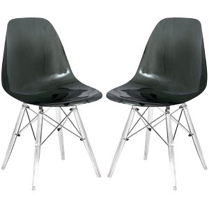LeisureMod Dover Modern Dining Chair with Acrylic Base, Set of 2 - 1 of 4