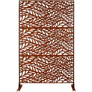Grungis Matrix Metal Decorative Patio Screens,Freestanding Privacy Fence Panels Screen for Deck Balcony Patio,Leaf Shape,76" H×48" W - 1 of 4