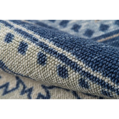 Navy Blue Wool Blend Medallion Area Rug, 7'9" x 9'10"