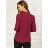INSPIRE CHIC Women's Office Keyhole Elegant Stand Collar Long Sleeve Back Neck Button Blouse - 4 of 4