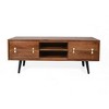 Wood TV Stand with 2 Cabinets and Open Shelves, Modern Entertainment Console for Living Room or Bedroom - 2 of 4