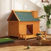 AZL1 Life Concept Pet Crates and Houses Indoor Outdoor Wood Dog Cabin with Porch, Curtained Door, Waterproof Asphalt Roof, Orange, 34.6"*38.6"*34.8" - 2 of 4