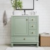30 inch Light Green Bathroom Vanity with Sink and Iron Arched Mirror Cabinet, One Door with Shelf and Three Drawers - 2 of 4