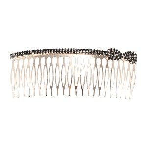 Unique Bargains Women's Rhinestone Bow Tie Hair Insert Comb Black 1 Pc - 1 of 3