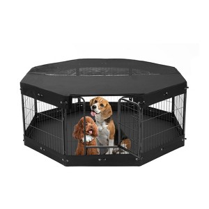 VEVOR Dog Playpen, 8 Pcs 24 x 24 in Panels Foldable Metal Pet Exercise Pen, Dog Fence Indoor and Outdoor Pen with Door, Storage Bag, Top Cover - 1 of 4