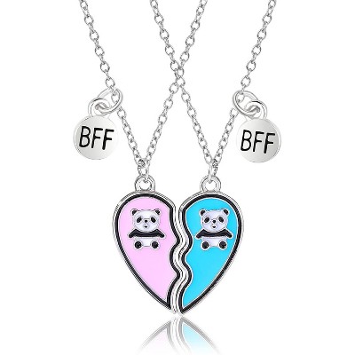 BFF Necklace for 2, Best Friend Necklaces Cute Design Valentines Day Gifts Matching Heart Pendant Friendship Necklaces