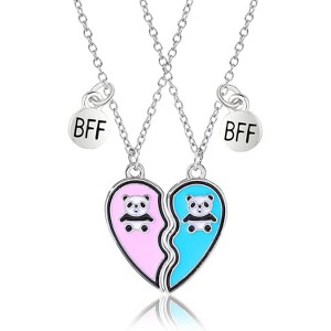 BFF Necklace for 2, Best Friend Necklaces Cute Design Valentines Day Gifts Matching Heart Pendant Friendship Necklaces - 1 of 4