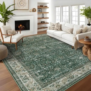 Washable Area Rugs Boho Distressed Rug for Living Room Non Slip Vintage Throw Carpet Indoor for High Traffic Areas - 1 of 4