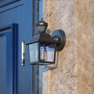 VAXCEL Bedford Aluminum 5.25-in. W 1 Light Motion Sensor Dusk to Dawn Outdoor Wall Lantern Clear Glass - 1 of 4