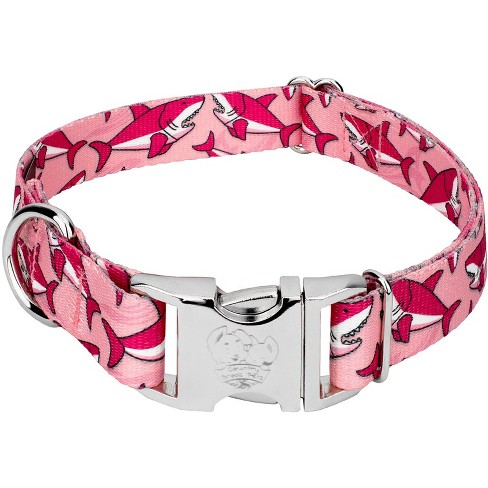 Country Brook Petz Premium Pink Sharks Dog Collar and Leash (1 Inch, Medium)