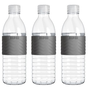Copco Hydra 16.9 oz Tritan Water Bottle with Spill Resistant Lid & Non-Slip Sleeve, Set of 3 - BPA-Free, Dishwasher Safe, Fits Cup Holders - (Grey) - 1 of 4