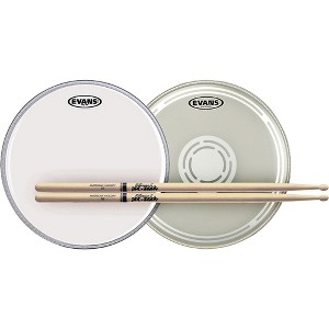 EVANS EC Reverse Dot Snare Batter and Snare Side Head Pack With Free Pair of Promark Sticks Wood 5B - 1 of 4