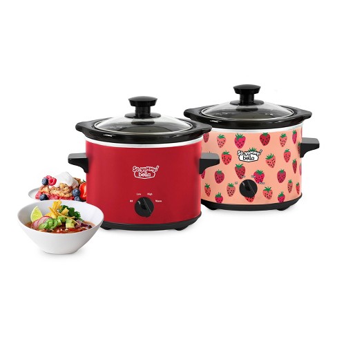 So Yummy By Bella 2.0qt Twin Set Slow Cooker Red And Strawberry Pattern :  Target