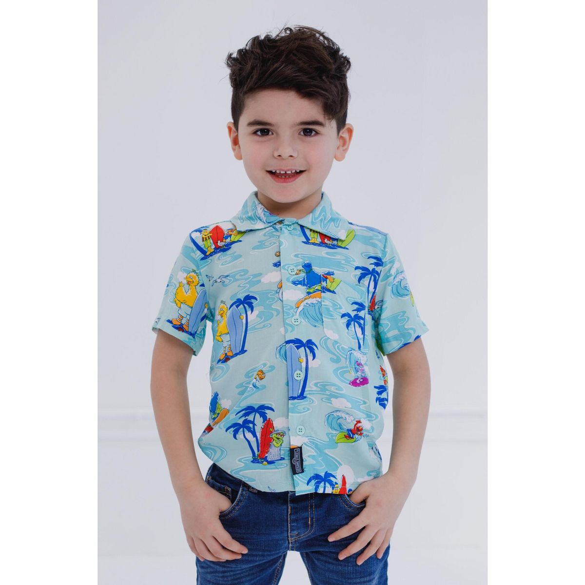 Sesame Street Matching Family Hawaiian Button Down Dress Shirt Toddler