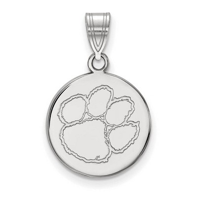 Black Bow Jewelry 10k White Gold Clemson Tigers NCAA Medium Pendant