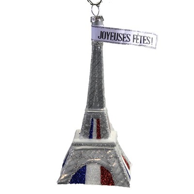 Holiday Ornament 5.5" Silver Eiffel Tower France Love French Landmark  -  Tree Ornaments