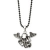 Black Bow Jewelry Stainless Steel Antiqued Skulls Necklace 24 Inch - 2 of 4