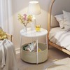 FurnitureR 2-Tier Round Side Table with Fabric Storage Basket, Small End Table with Metal Frame for Living Room, Bedroom, Office, or Dorm, White - 3 of 4