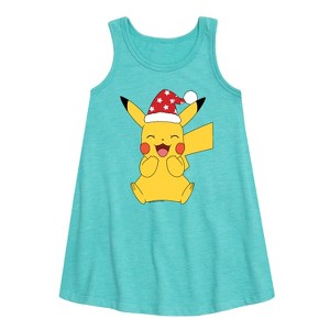 Girls' - Pokémon - Pikachu Happy Art Graphic Sleeveless Aline Dress - 1 of 2